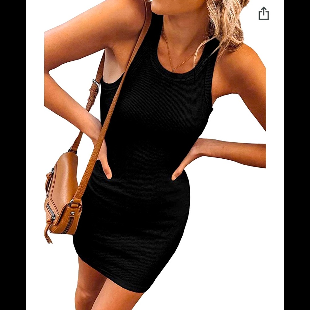 Basic Tank Dress Racerback Ribbed - Picture 1 of 2